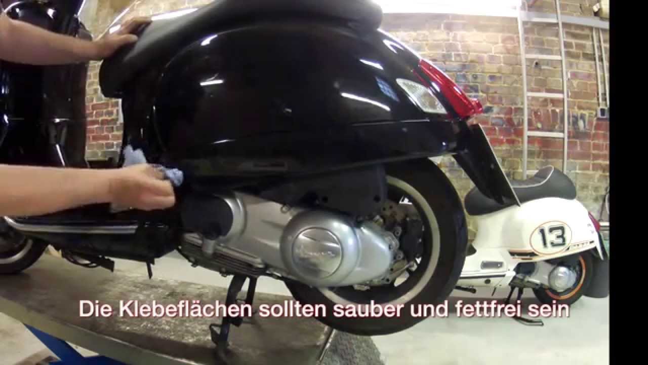 Vespa GTS /GTV Aufkleber Montageanleitung / How to put stripe panel stickers on Vespa