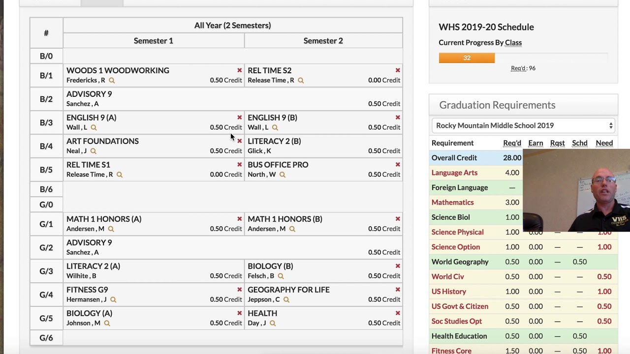 Wasatch High School-11th grade online schedule changes 2019-20