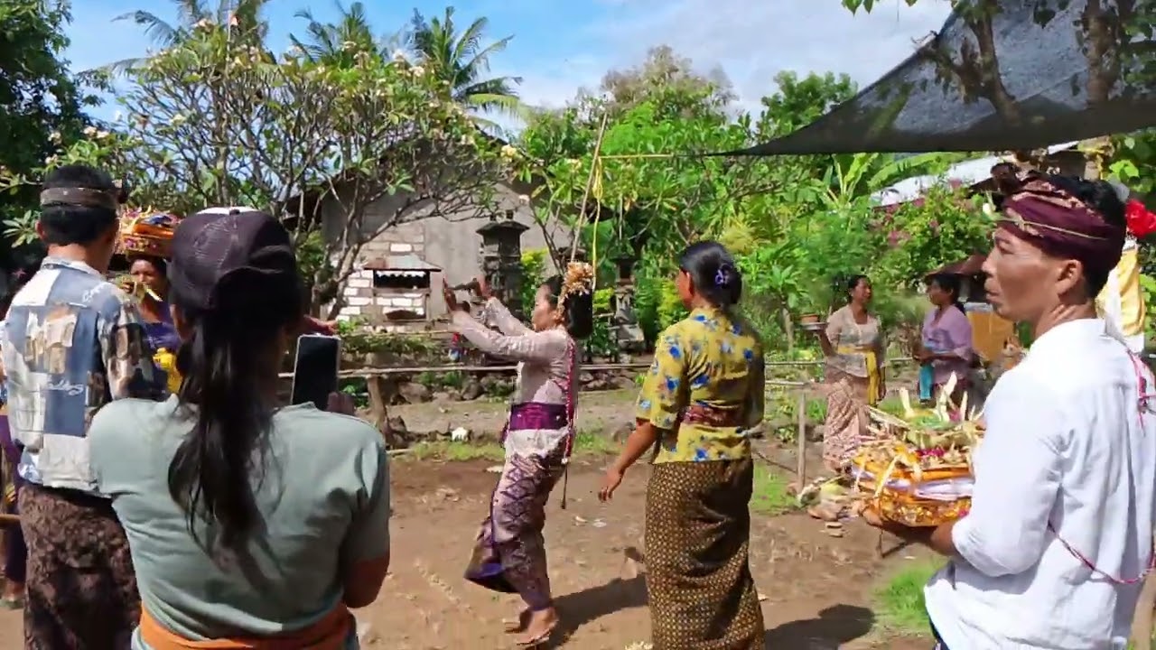 Pengantin kerauhan..ngeri pakai keris...tradisi seraya karangasem bali #bali #buleleng #tradisi