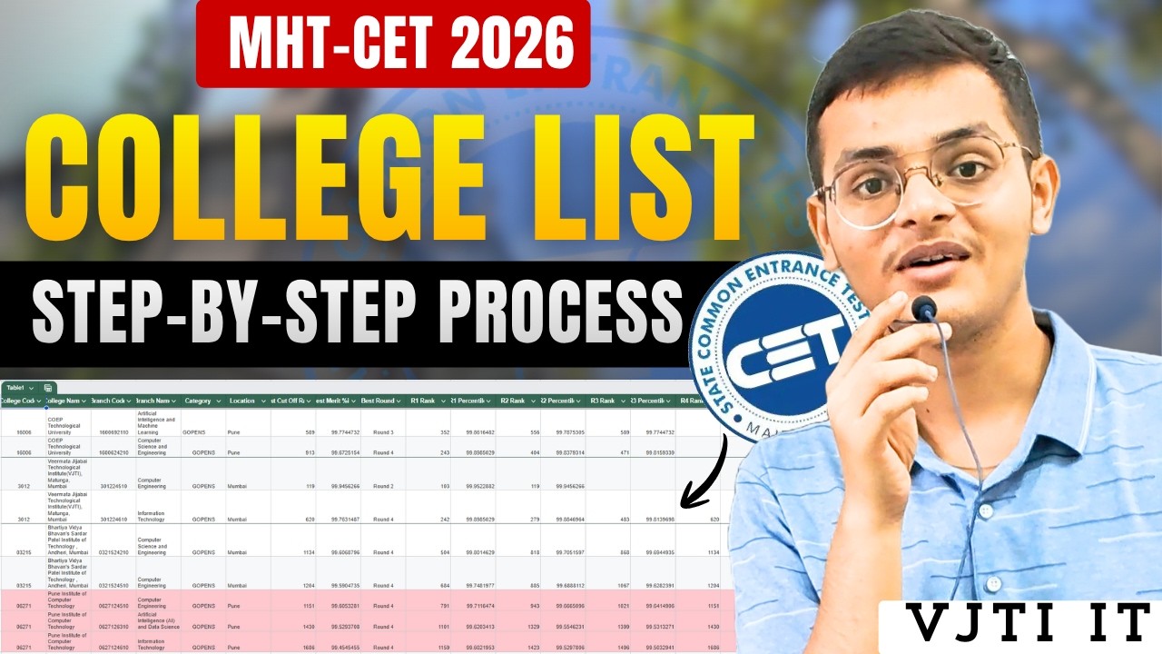 How I Make a College List for Every MHT-CET 2026 Student 🧐 &mdash; Step-by-Step Process | MHT-CET 2026