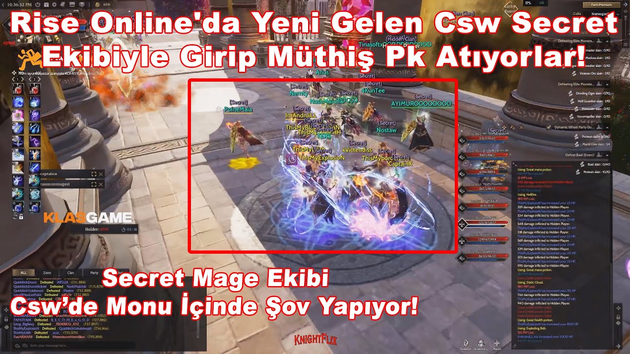 ExplosioN - Rise Online'da Yeni Gelen Csw Secret Ekibiyle Girip Müthiş Pk Atıyorlar! | Rise Online