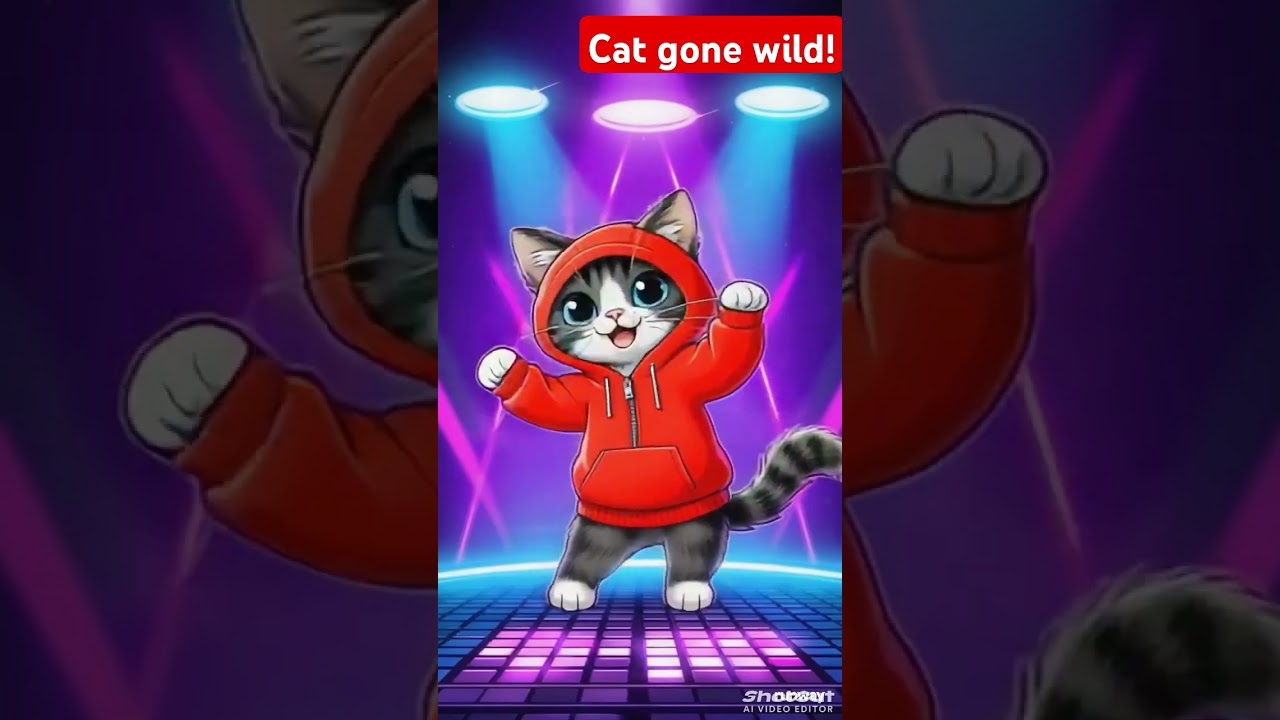 "Disco Cat in Red Hoodie | লাল হুডি পরে বিড়ালের ডিস্কো ডান্স!😸