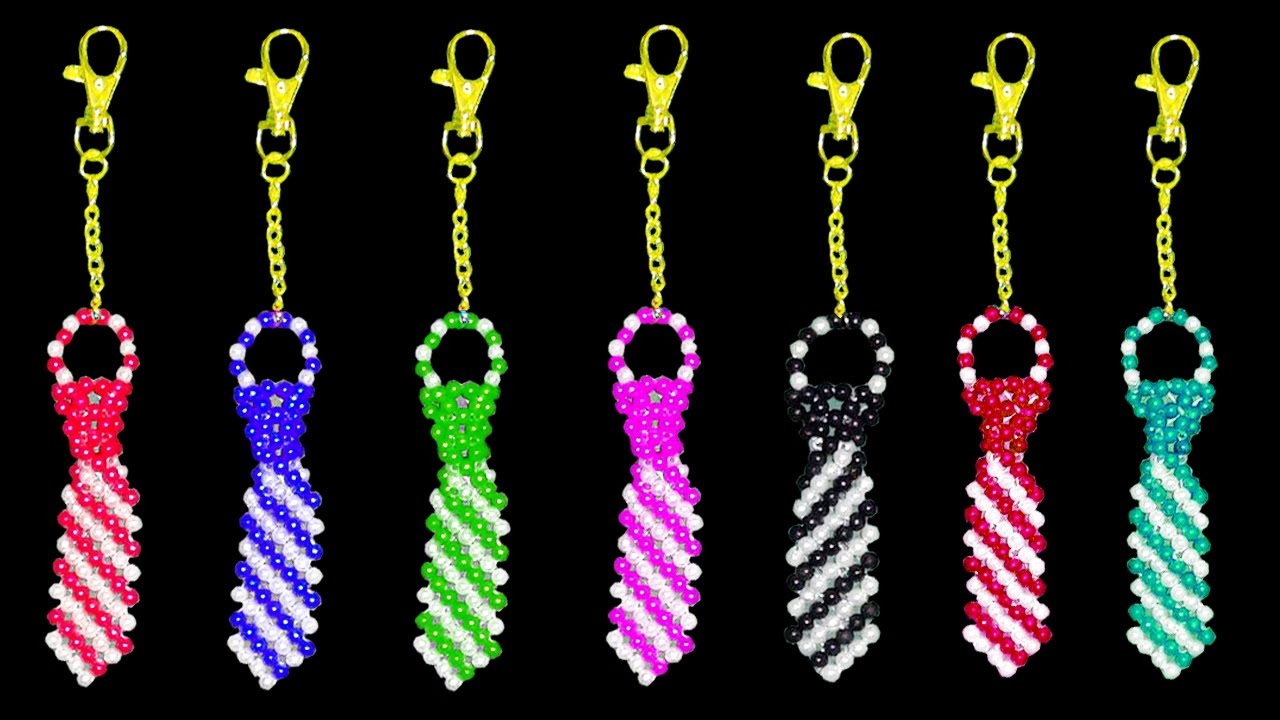 How To Make Crystal Beads Keychain || DIY Beaded Tie Keychain | Beads Craft Ideas