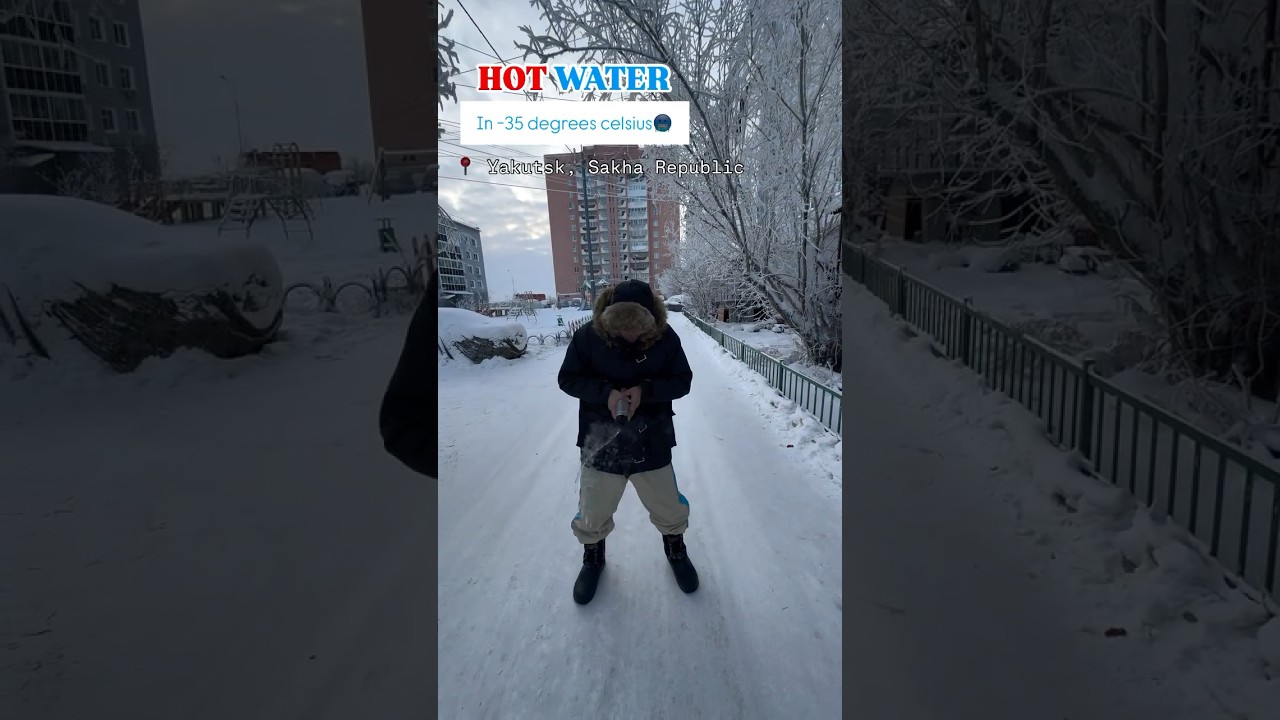 HOT WATER IN -35 degree celsius😨🥶 #siberia #yakutsk #traveltheworld #travelvlogger #explore