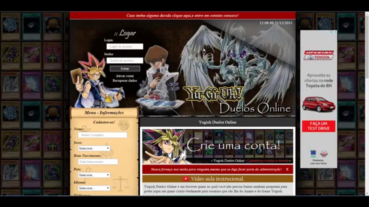 Yugioh Duelos Online - Como se cadastrar.
