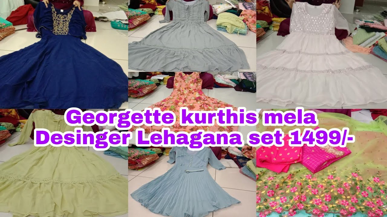 Exclusive Party wear Georgette Kur this collections M to xxl  /desinger lehagana set only 1500