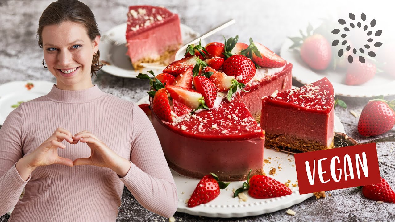 Erdbeertorte [Rezept] - Vegan | Diese Torte musst du probieren! Einfach und super lecker 😍