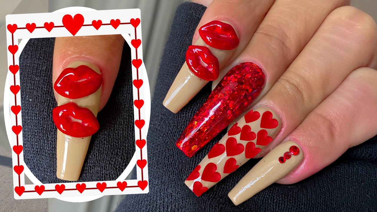 MIS U&Ntilde;AS SAN VALENTIN❤️ UNAS ACR&Iacute;LICAS CON GEL.💕