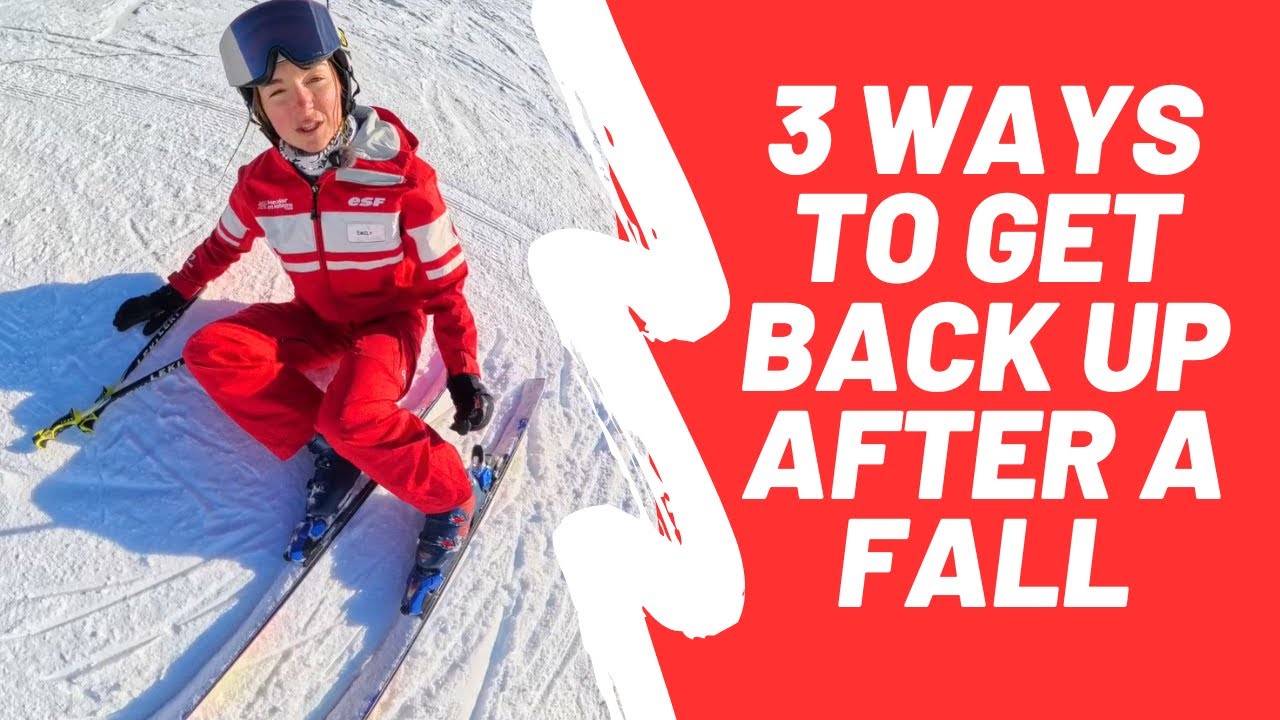 How to get back up after a fall on skis. Different techniques for flat terrain VS on a slope.