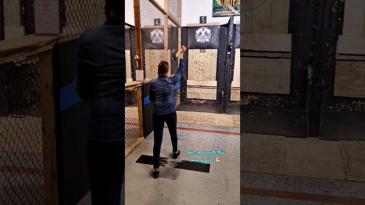 Not bad for a first-timer 🪓 #axethrowing #newskill #fastlearner #countrygirl #vikingspirit