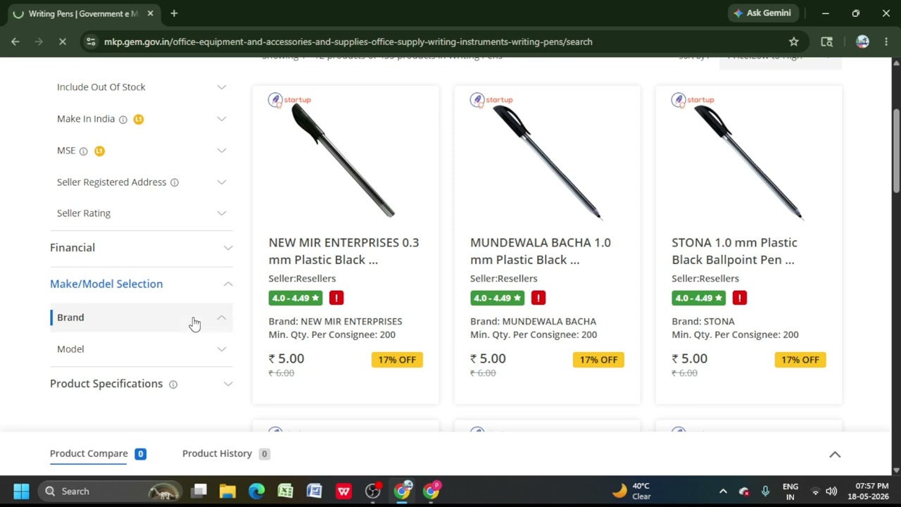 Class-01 GeM Product Upload / GeM Product Listing / Catalogue Listing/ Seller Product Upload GeM