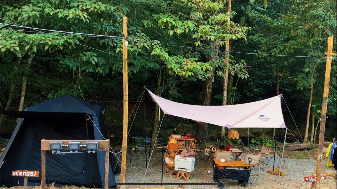 Tent and pegs campsite | sungai cantik ala mossy forest | syurga durian | camping malaysia | asmr