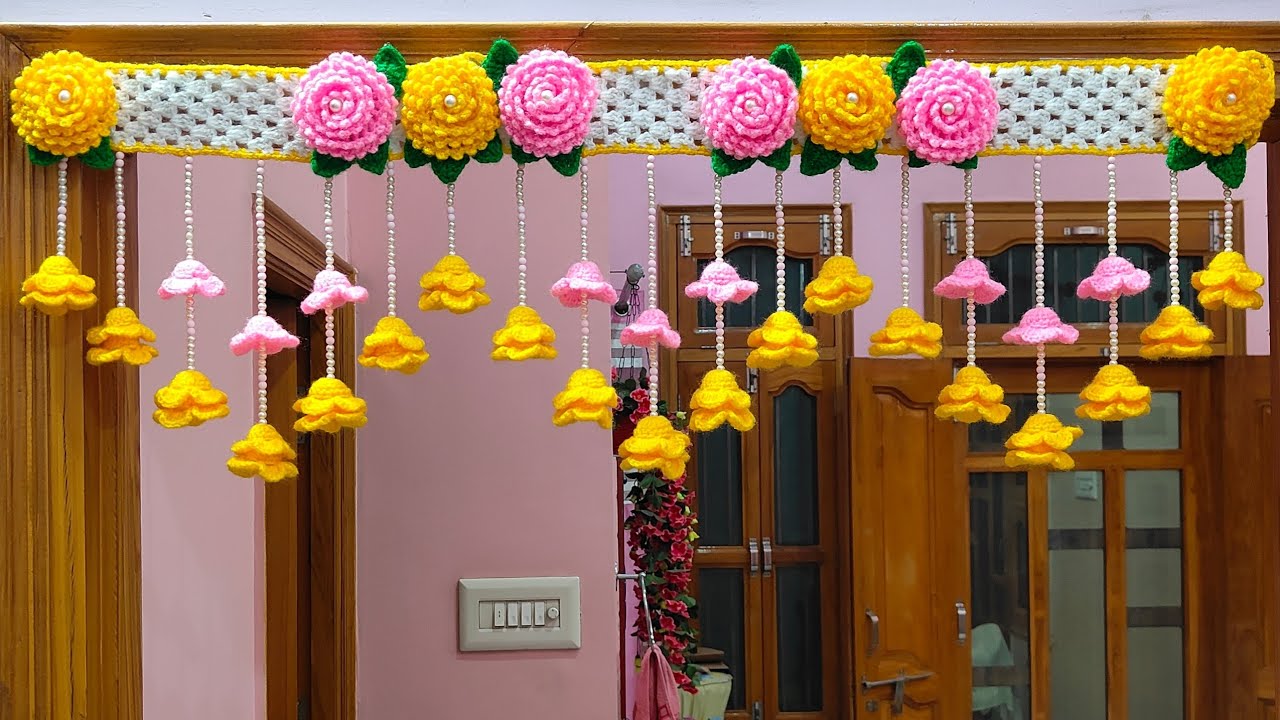 New Design 💞Bell Flowers Door Hanging Toran Tutorial 🥰 Easy Design/Gate parda/Bandhanwar