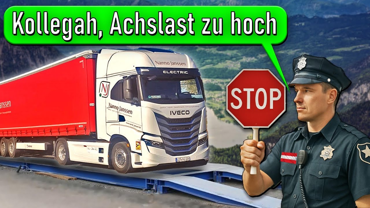 Elektrotrucker Endgegner: Achslastkontrolle in Österreich mit Iveco S-eWay (738 kWh Akku)