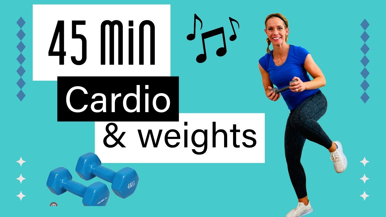 45 min Full Body HIIT Workout | All Standing Dumbbell + Low Impact Aerobics Class