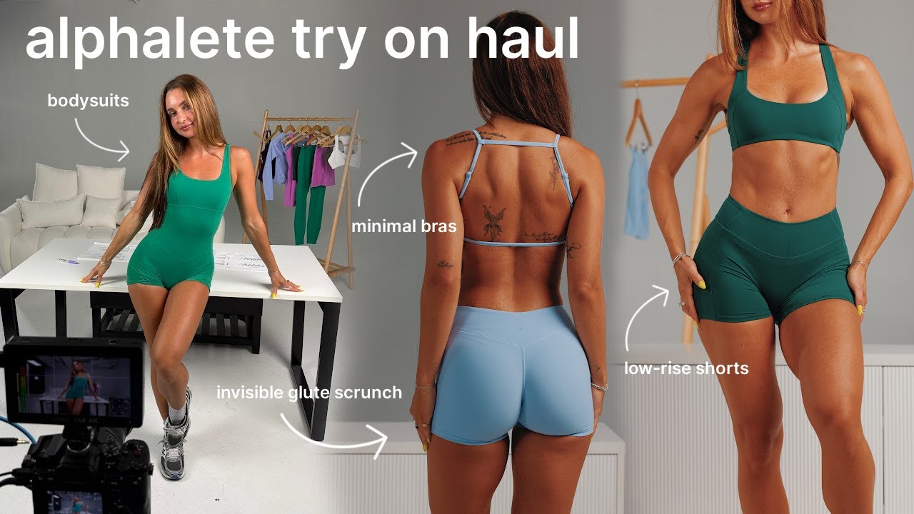 low-rise shorts, minimal bras, invisible glute scrunch... ALPHALETE ACTIVEWEAR TRY ON HAUL REVIEW