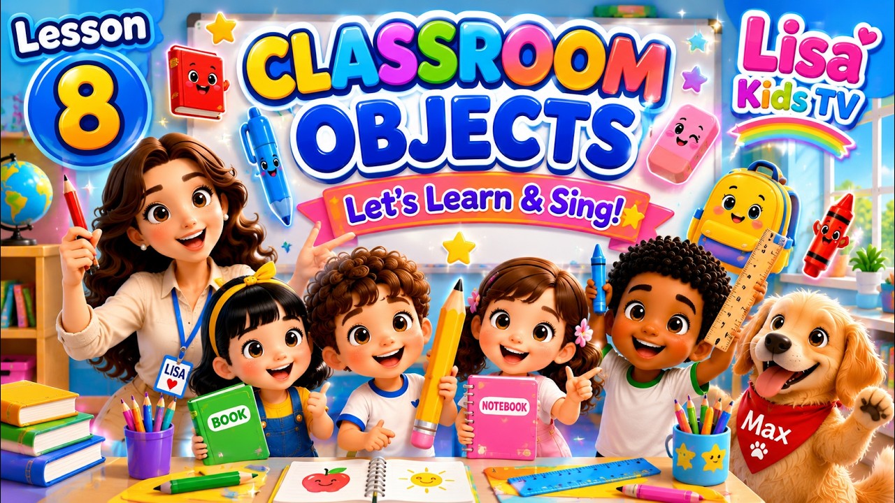 Kids English Lesson 8 | Classroom Objects | Learn School Supplies for Kids | Fun Song and Dance