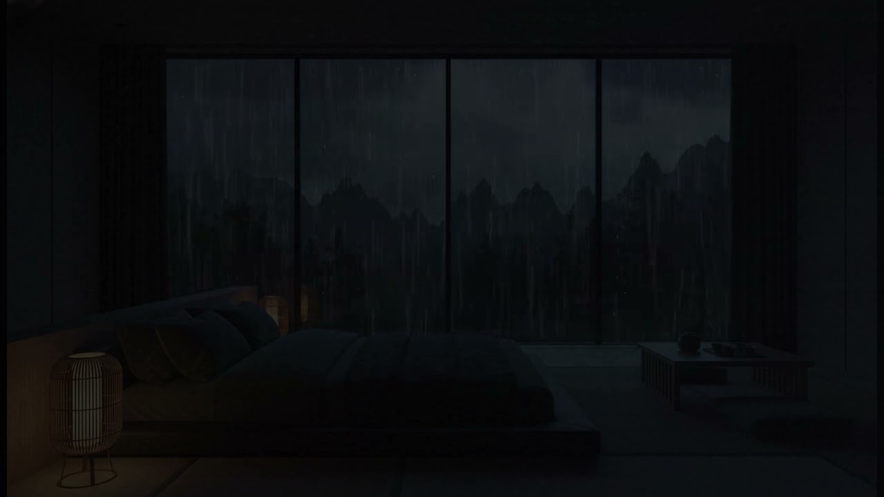 Rainfall in a Dark Bedroom | Soothing Rain Ambience for Better Sleep