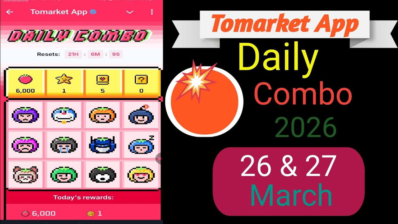 TOMARKET New Update Today | 26 & 27 March  Tomarket Combo Today | New Update To Market |