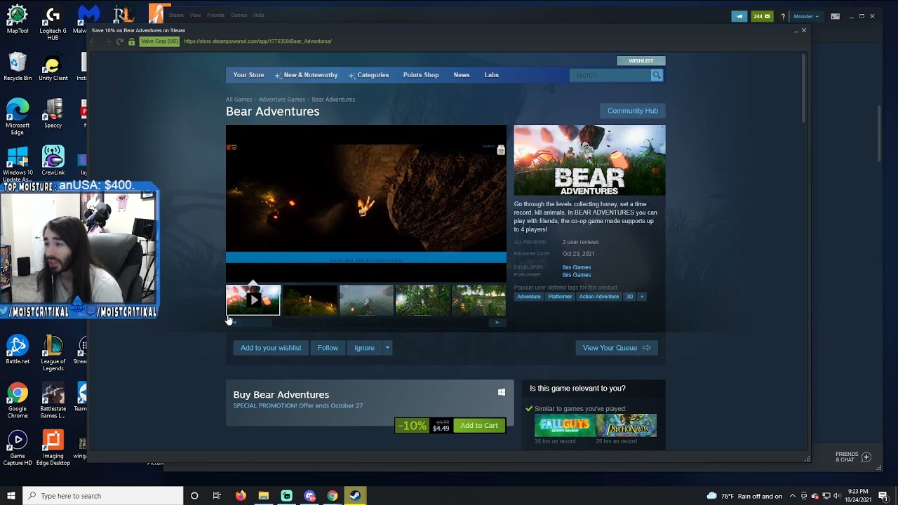 moistcr1tikal Stream October 24, 2021 Bad Games Night