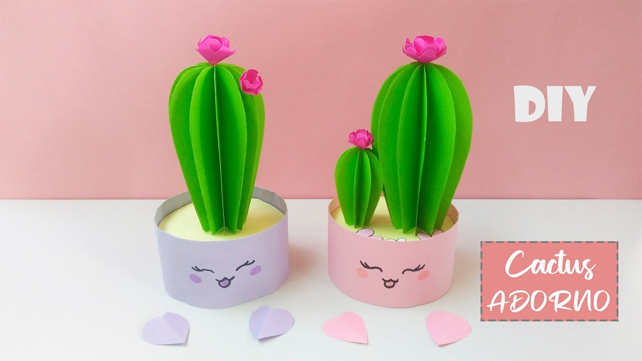 Сделай сам 💗 - КАКТУС для украшения / Бумажный кактус / Милое украшение / Легко 🥰