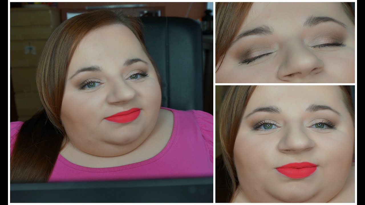 Makijaż dzienny z mocnymi, matowymi ustami
