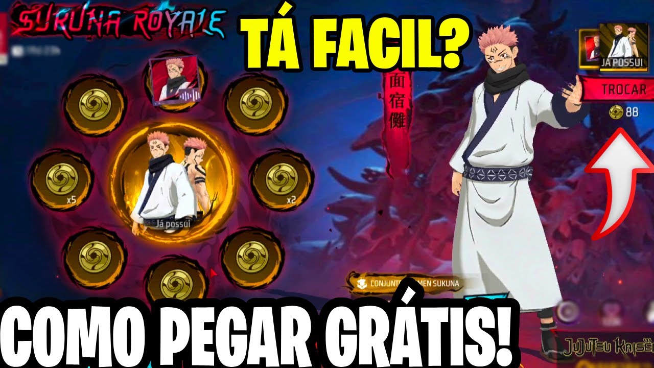 PEGANDO O CONJUNTO SUKUNA, SUKUNA ROYALE JUJUTSU KAISEN FREE FIRE, NOVIDADES FF