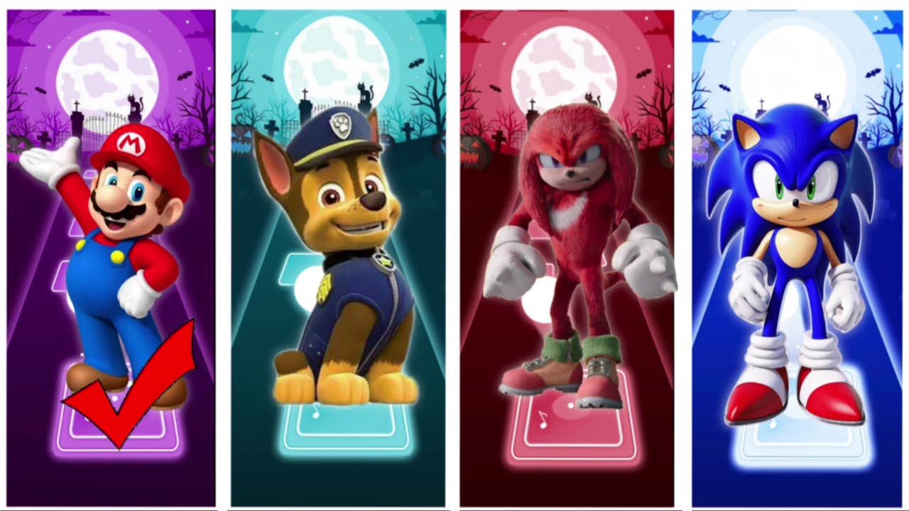 Tiles hop game, Sonic vs Paw patrol vs Mario # 1