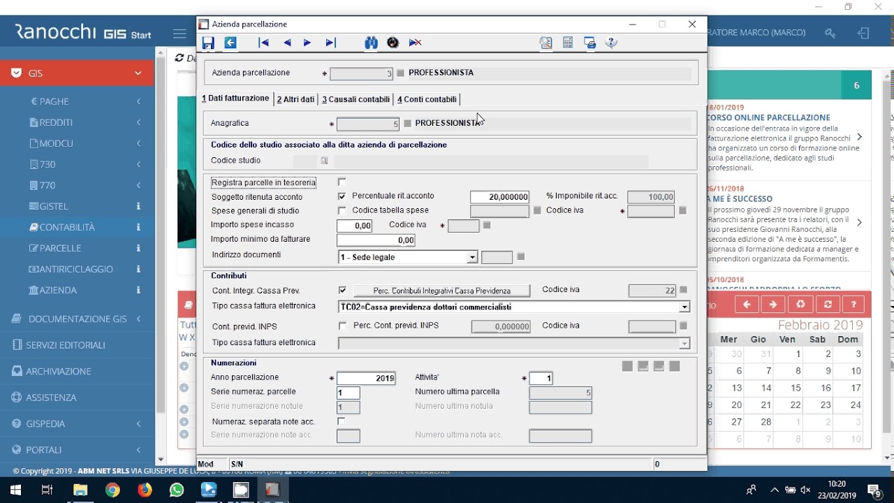 FATTURA ELETTRONICA SOFTWARE GIS PARCELLE RANOCCHI