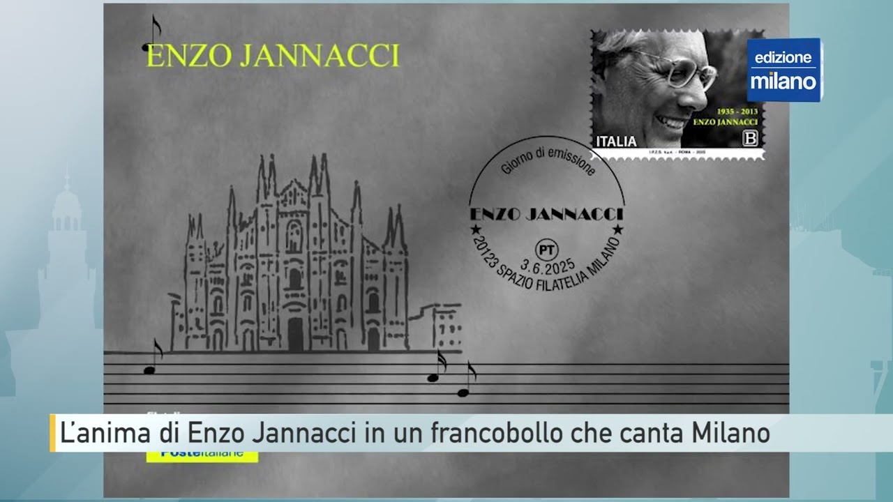 L’anima di Enzo Jannacci in un francobollo che canta Milano