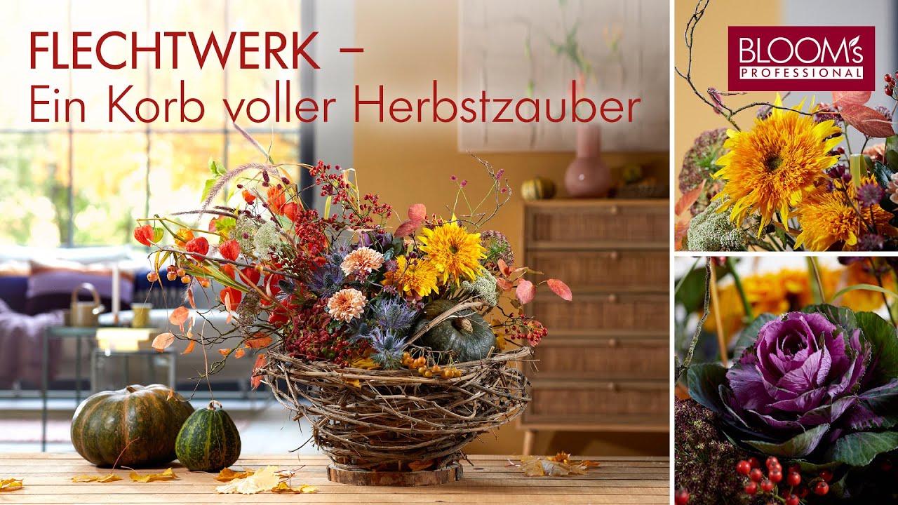 FLECHTWERK – Ein Korb voller Herbstzauber  – BLOOM's Floristik – Herbstdekoration