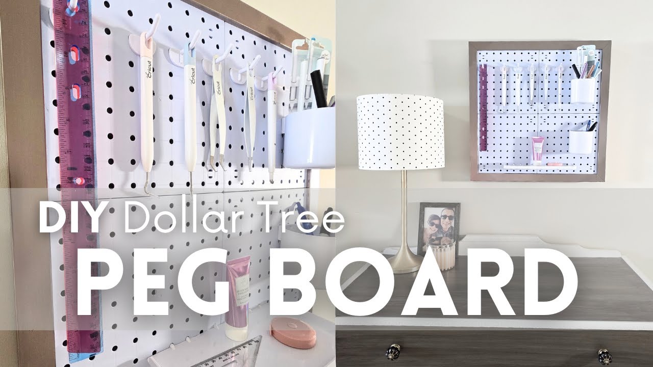 DIY Framed Pegboard for Cricut Supplies | Functional Organization Decor | Dollar Tree Peg Board Idea