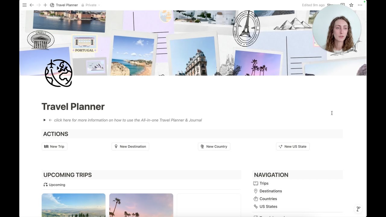 All-in-one Travel Planner & Journal Notion Template Overview