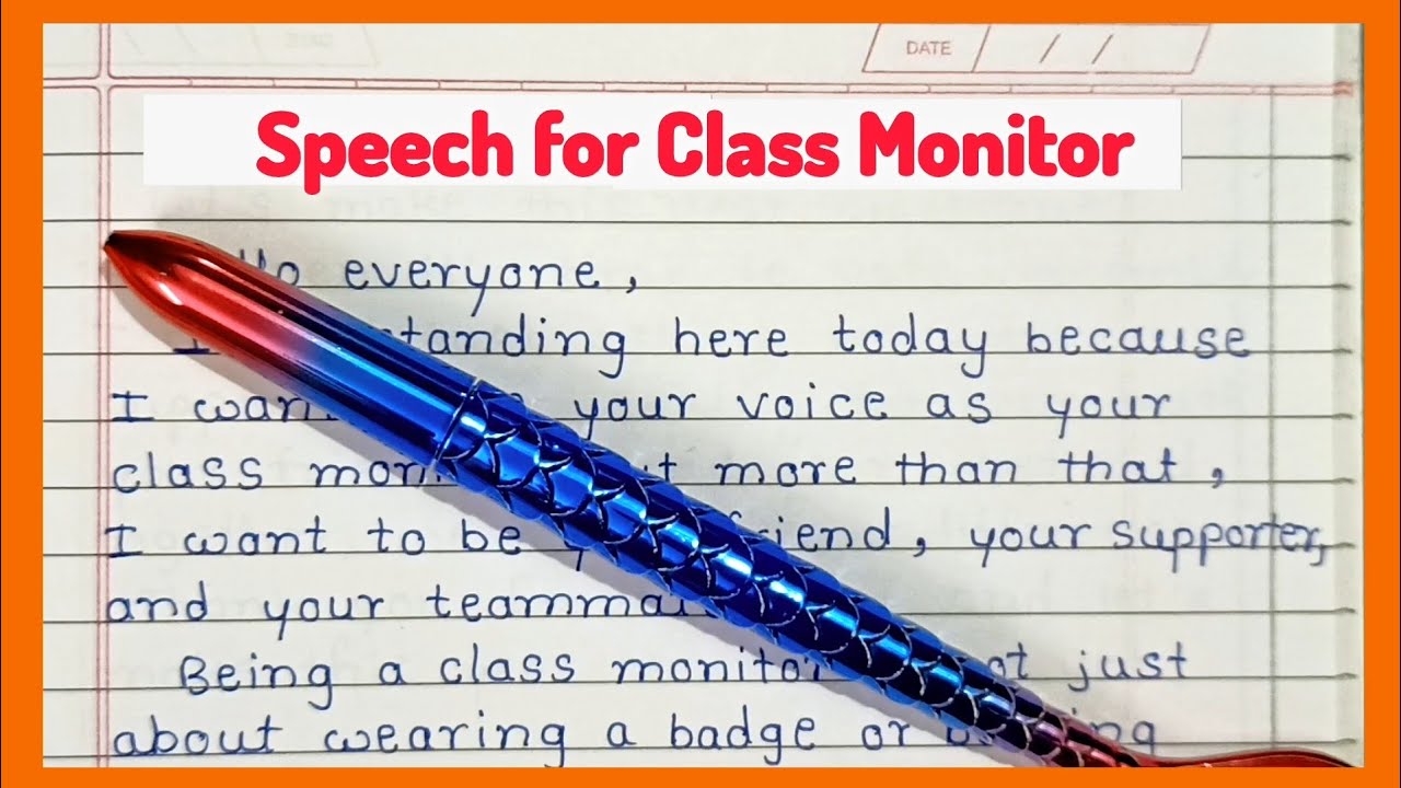 Class Monitor Speech in English | Class Representative School Election speech