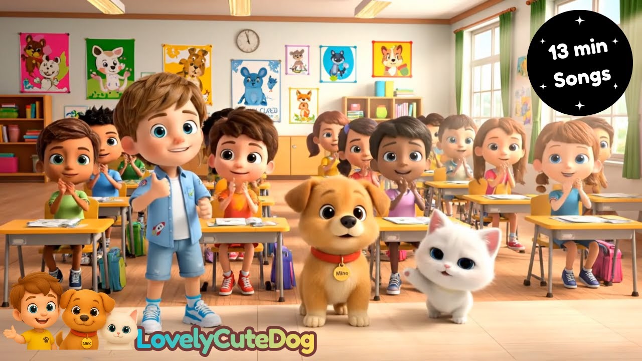 Fun School Songs for Kids 🎒 | Cute 3D Dog Animation | Nursery Rhymes