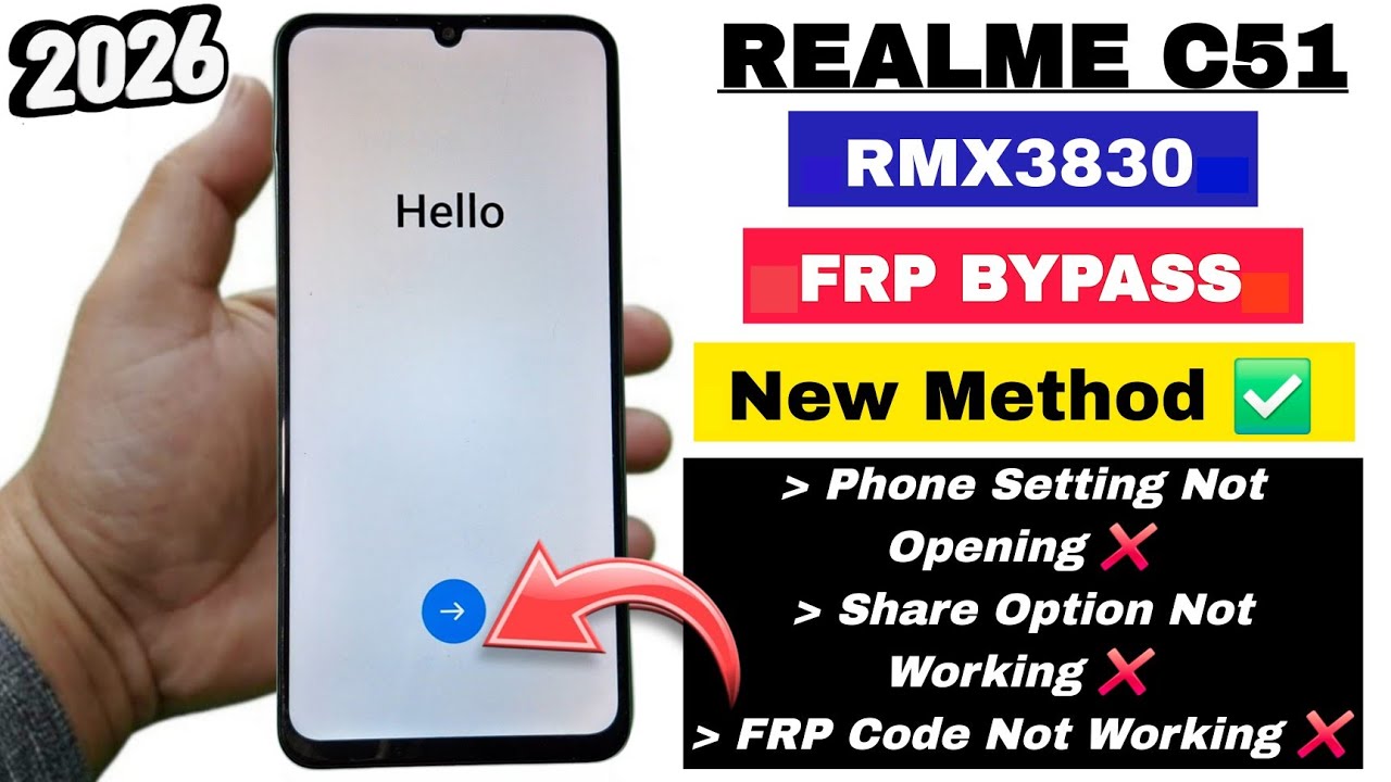 Realme C51 RMX3830 : GOOGLE/FRP BYPASS 2026 | ANDROID 14 Without PC | Share Option Not Working