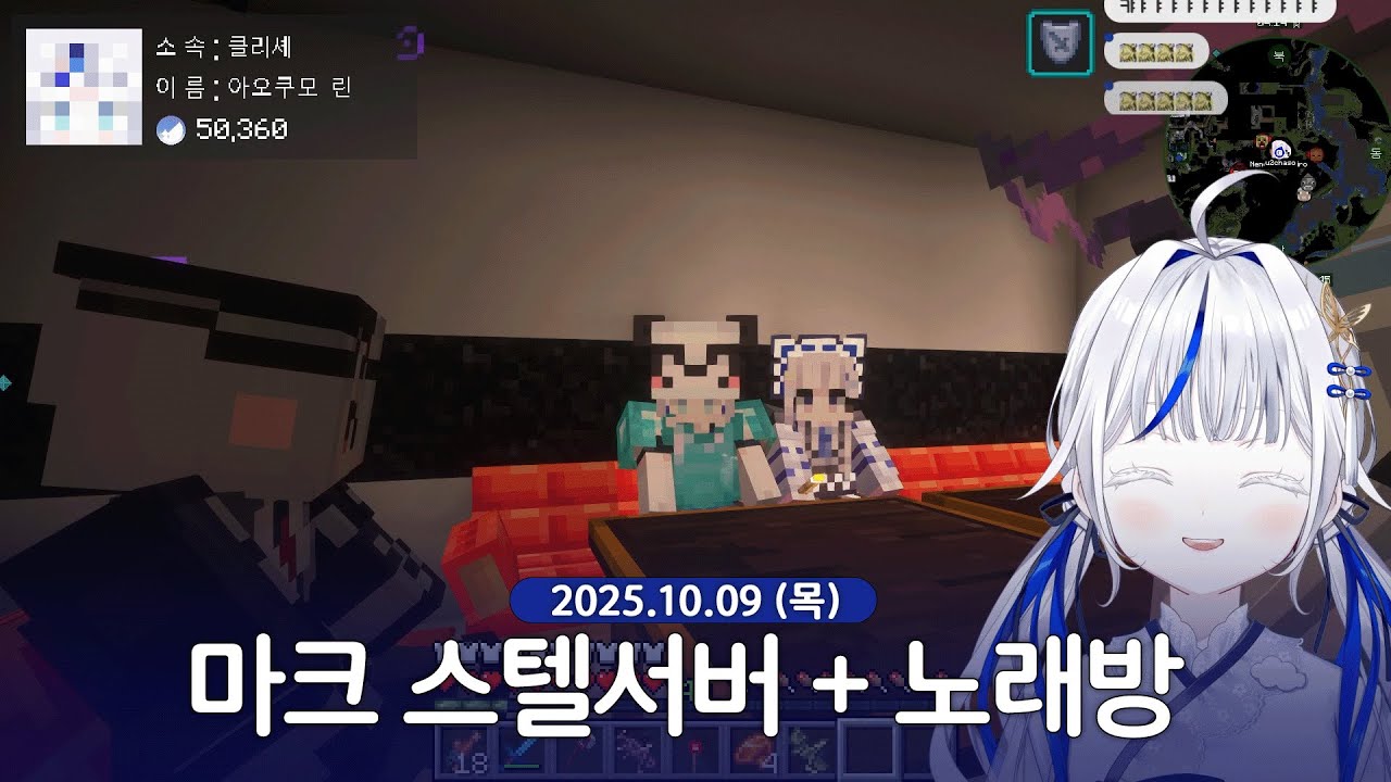 [ 2025/10/09 | 마크 스텔서버 + 노래방 ] - 린 다시보기