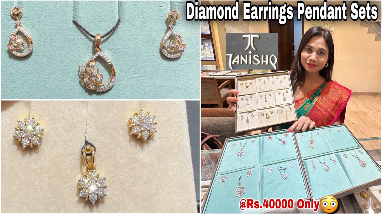 Tanishq New Diamond Earring Pendant Set Designs @2Gm Set💥| Light Weight Diamond Pendant Set Designs|