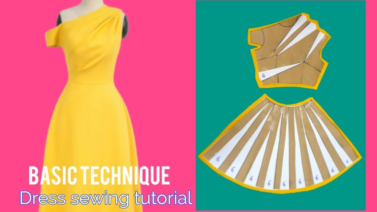 168 - Hướng dẫn cắt may Đầm vai lệch theo phương pháp xoay chuyển ly |dress sewing tutorial |