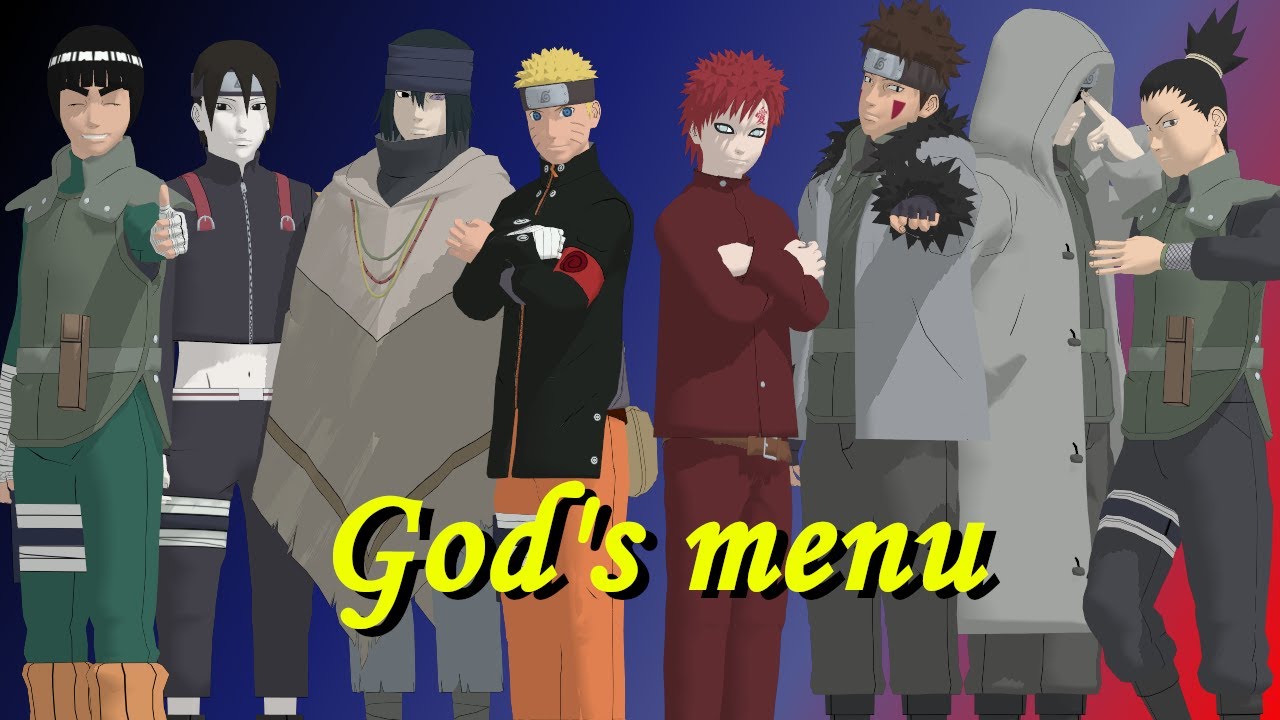 [MMD Naruto]Naruto, Gaara, Kiba, Shino, Shikamaru, Lee, Sai&Sasuke - God's menu Xfor@Ñėžůķø ĶāmąđőX