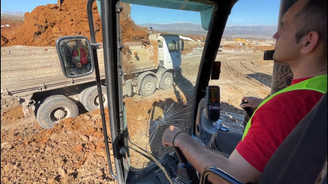 Caterpillar 385C Excavator Loading Mercedes & MAN Trucks - Operator View - 4K