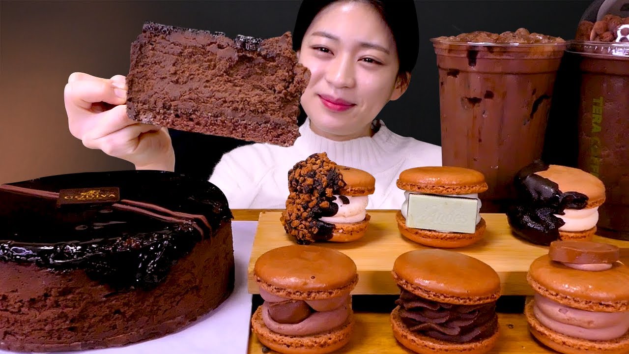 🍫Chocolate Cake😍꾸덕 촉촉 끝판왕!✨고디바 초코 케이크&초코 마카롱 먹방❤[Godiva,Macaroon,hazelnut,caramel,Mint] Mukbang