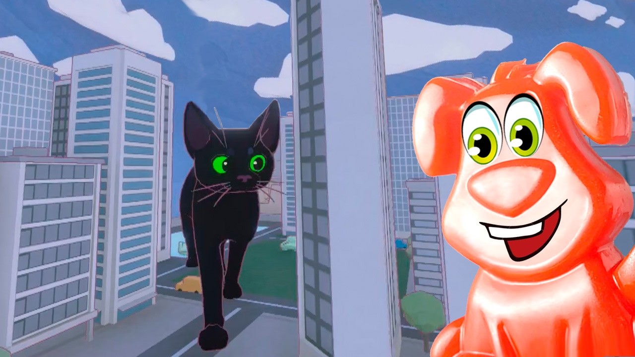 Японская кошка спасает утят и лакомится вкусной рыбкой с желейным Стасиком. Big City Little Kitty.