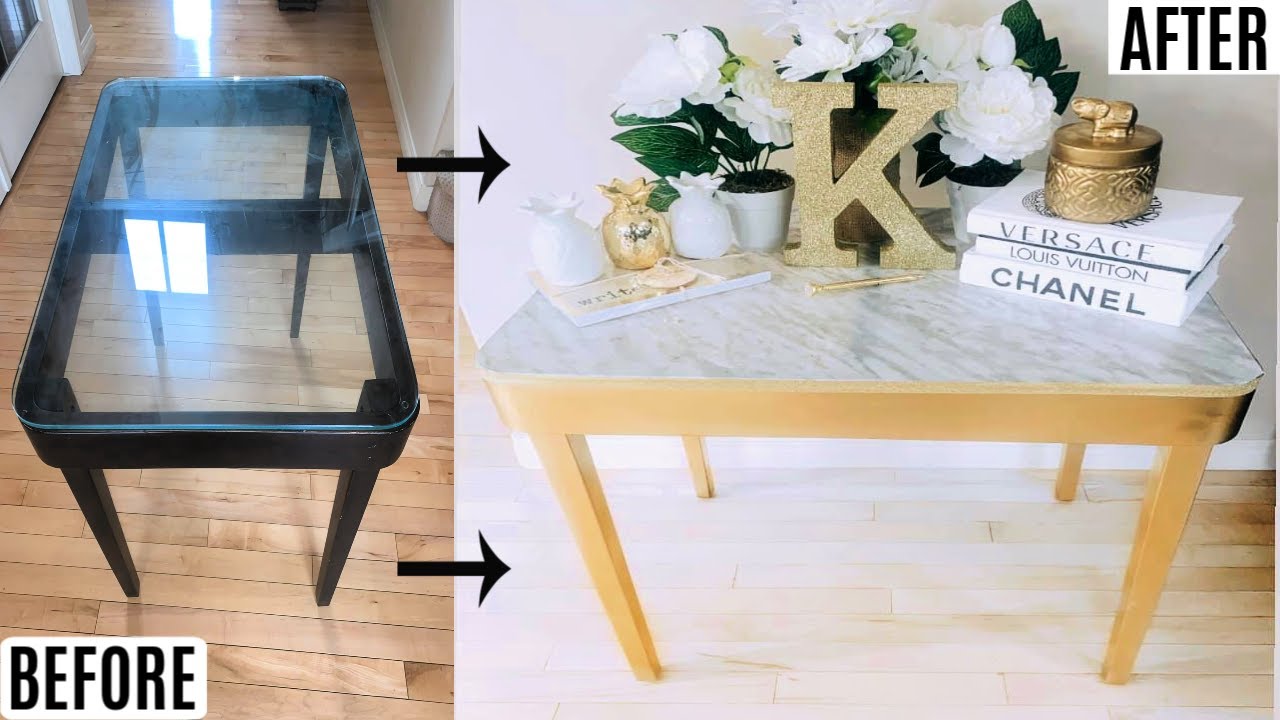 DIY: Marble + Gold Table Makeover in ONLY 2 STEPS (UNDER $10.00)