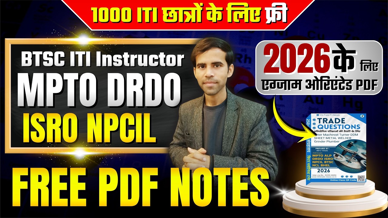 MPTO DRDO ISRO NPCIL FREE PDF Notes | MP ITI TO Exam 2026 | ITI Trade Fitter Machinist Turner