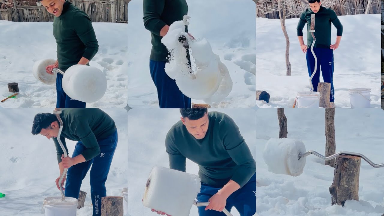 Snow curl bar for biceps 💪 Exercise 🏃‍♀️😱@Sirajuddin3031 
