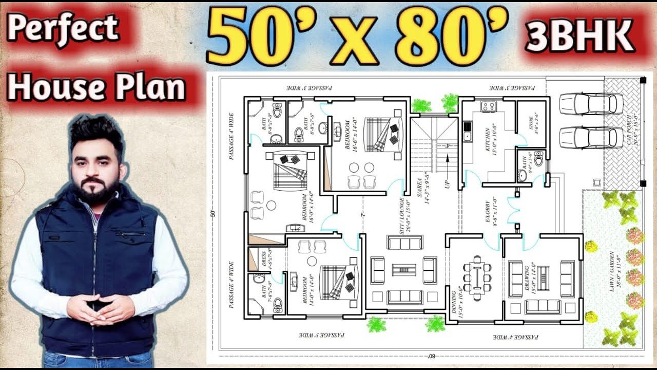 15 Marla house design in Pakistan || 50 x 80 house plans || 4000 sqft house design || 3 Bedrooms