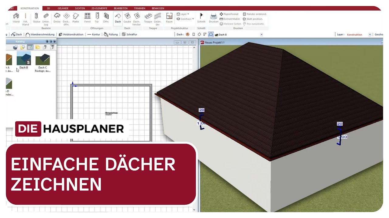 Einfache Dächer konstruieren im 3D HAUSPLANER