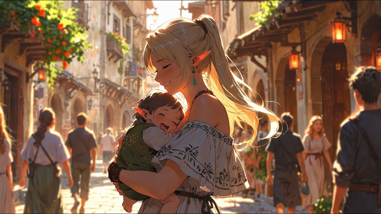 🌞 Sunlit Streets of the Elven Kingdom | Peaceful Market Ambience | Medieval Comfort BGM