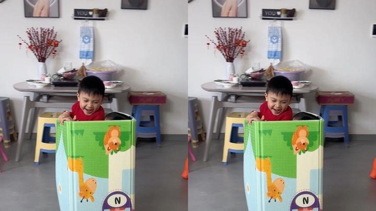 一块垫子让两兄妹玩得不亦乐乎#我家神兽 #记录孩子的点点滴滴 #幼崽的迷惑行为